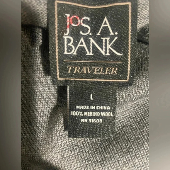 Jos. A. Bank Traveler Merino Wool Vest Sweater 100% Merino Wool size LARGE Gray - Picture 4 of 7